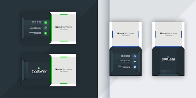 Corporate business card design horizontal and vertical