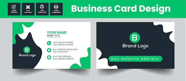 Corporate business card design , name card template ,horizontal simple clean layout design template