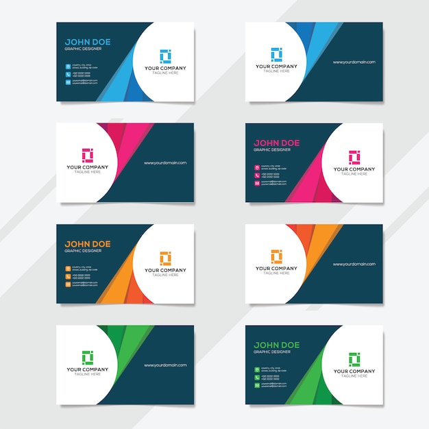 Corporate business card design template with several color options