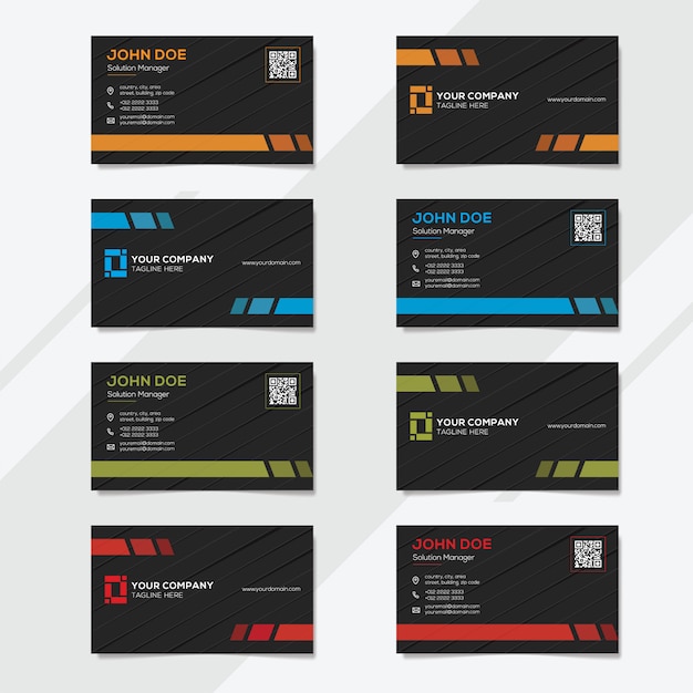 Corporate business card design template with several color options