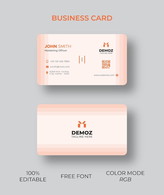 Corporate business card orange vector design