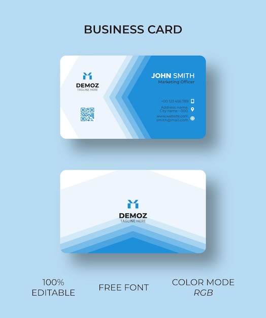 Corporate business card simple blue vector design