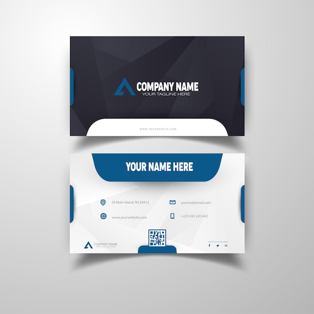 Corporate business card template blue and white business card