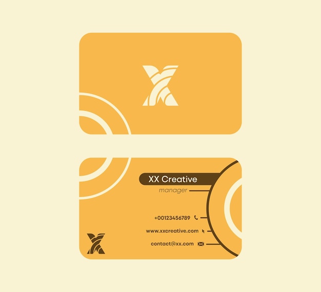 Corporate business card that starts with the letter x. linear original colorful business card.