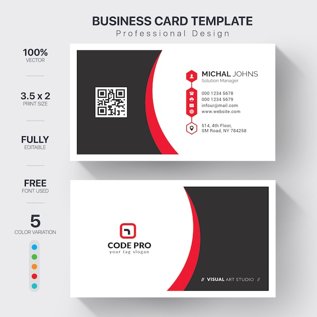 Corporate business cards template with color variation