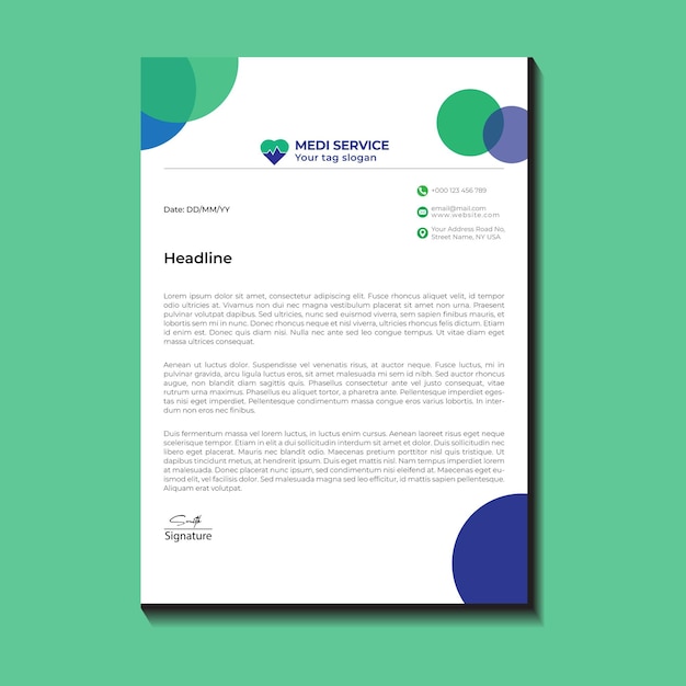 Corporate Business Company Letterhead Design template with 85x11 inches