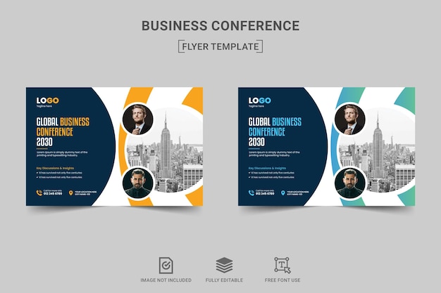 Corporate business conference flyer set