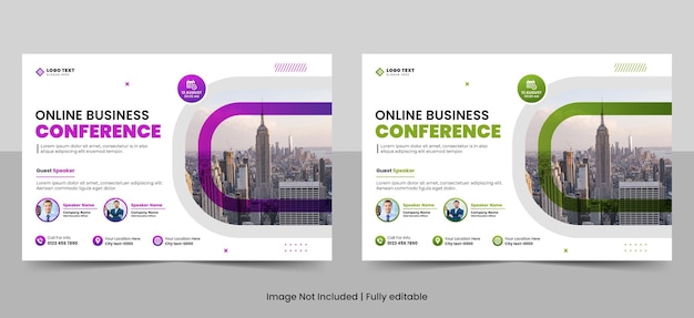 Corporate business conference invitation banner or live webinar event flyer template