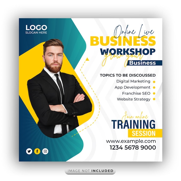 corporate business conference social media marketing webinar instagram post square flyer template