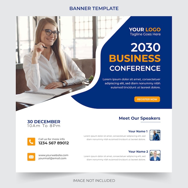 Corporate business conference social media post and web banner design template premium vector