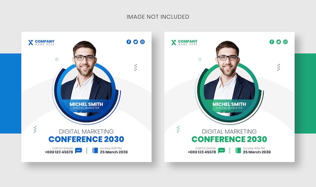 Корпоративная бизнес-конференция пост в социальных сетях и веб-баннер или квадратный баннер в instagram
