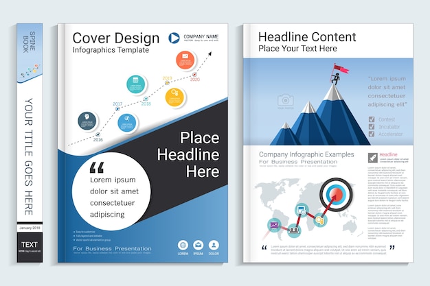 Corporate business cover book template with infographic element