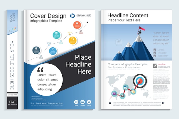 Modello di libro copertina aziendale con elemento infographic