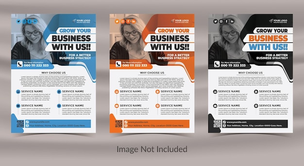 Corporate business creative flyer 3 color template A4 size design