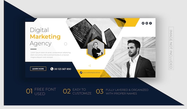 corporate business digital marketing agency social media facebook cover and instagram post template