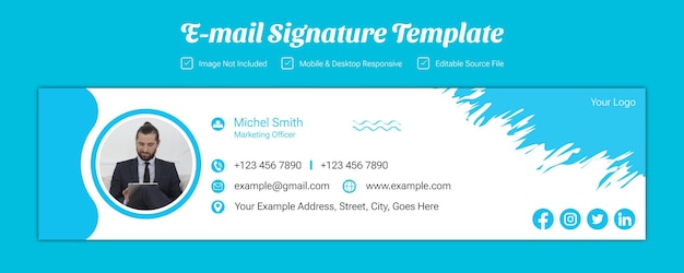 Vector corporate business e-mail signature template design