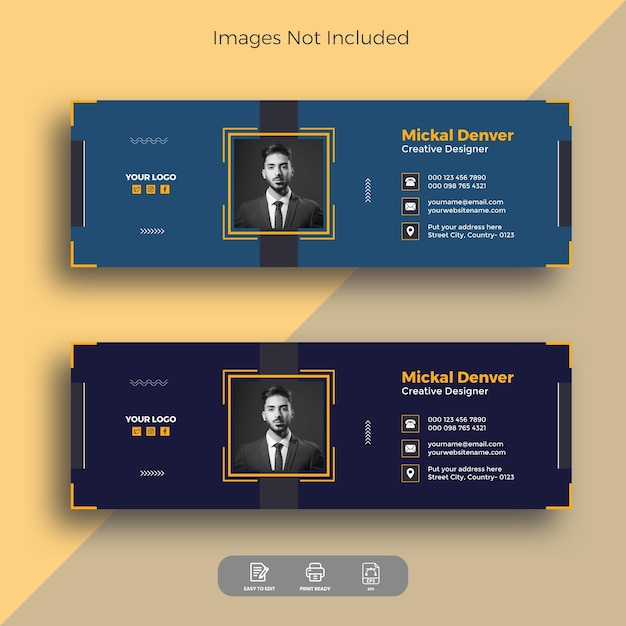 企業のビジネス用メール署名テンプレートまたはメールフッターと個人用ソーシャルメディアのカバーデザイン