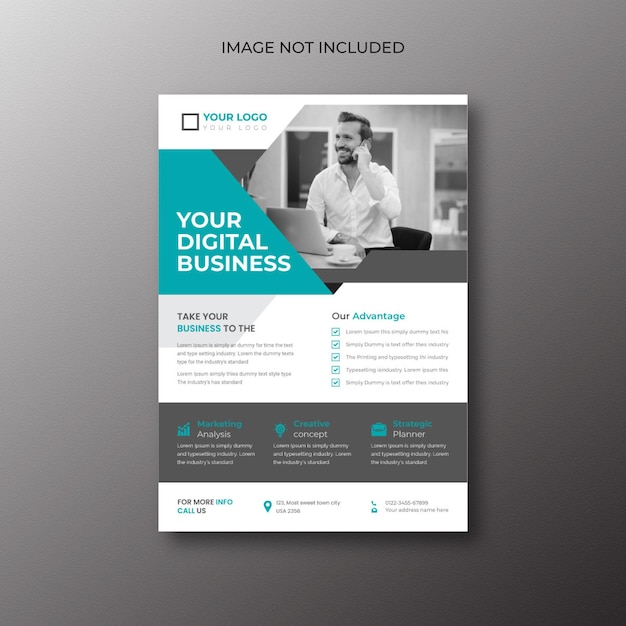 企業のビジネスフライヤーデザインとデジタルマーケティングエージェンシーのブローチャーカバーのテンプレート