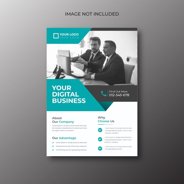 Дизайн корпоративного бизнес-флаера и шаблон обложки брошюры агентства цифрового маркетинга