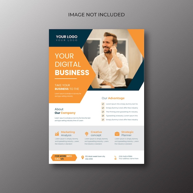 Дизайн корпоративного бизнес-флаера и шаблон обложки брошюры агентства цифрового маркетинга