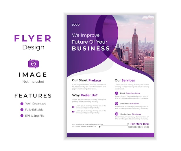 Vettore corporate business flyer design template vector design completamente modificabile