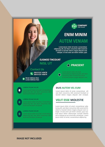 Corporate business flyer, green color. A4 Size with Bleed Vector design