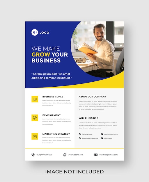 Шаблон макета корпоративного бизнес-флаера в формате A4 Современный дизайн обложки брошюры