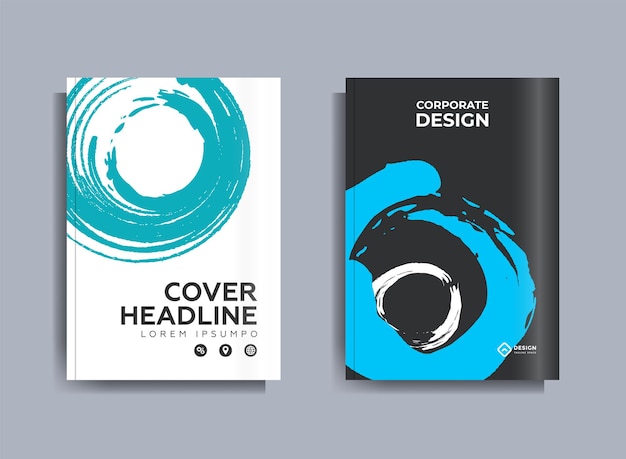 Corporate Business Flyer poster pamphlet brochure cover design with Round paint strokes flames vector template in A4 size Vector