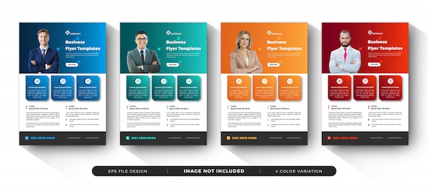 Corporate Business Flyer-sjablonen met kleurvariatie