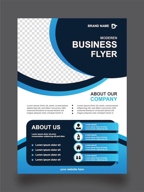 企業ビジネスフライヤーテンプレートのデザインは青い色でマーケティングビジネスプロポーズのプロモーションです