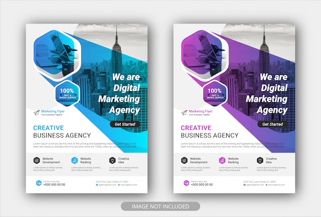 Corporate business flyer template with gradient color