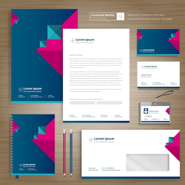 Corporate business identity template design stationery vector abstract  background with memo gift it