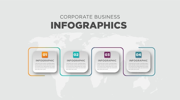 Infografica aziendale modelli quattro passaggi