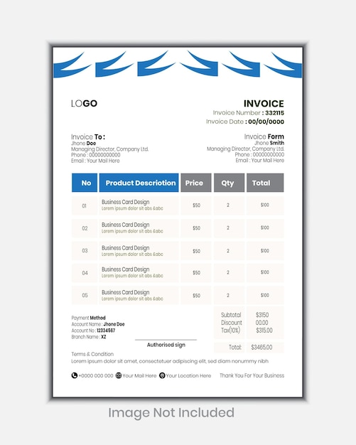 corporate business invoice design template