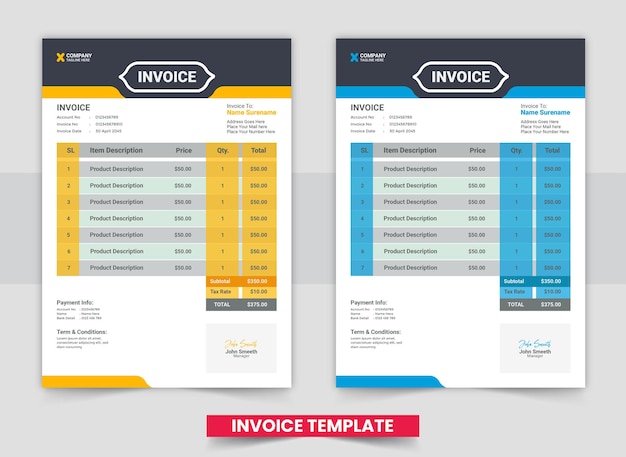 Corporate business invoice design template