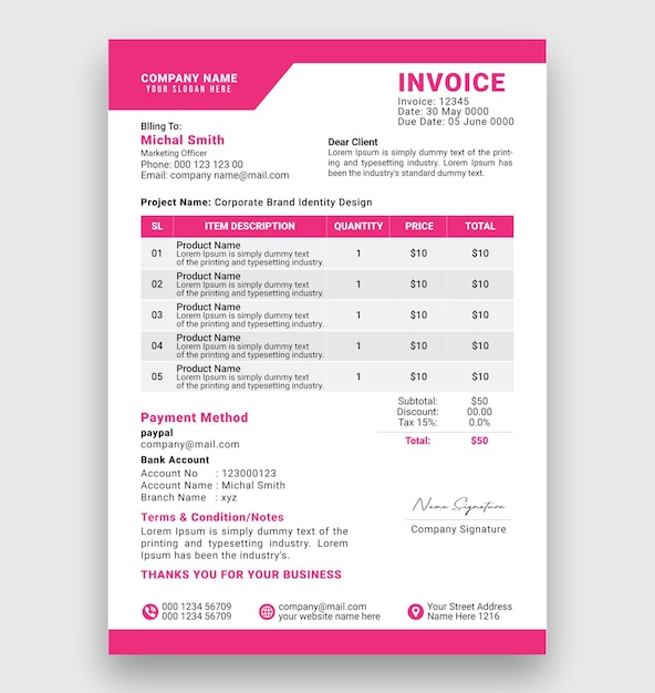 Corporate Business Invoice Design Template