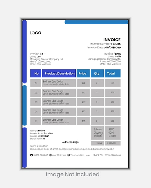 corporate business invoice template design