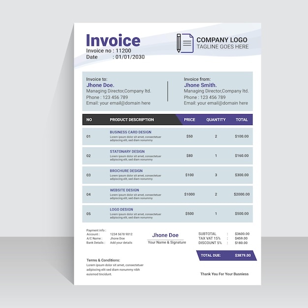 corporate business invoice template design