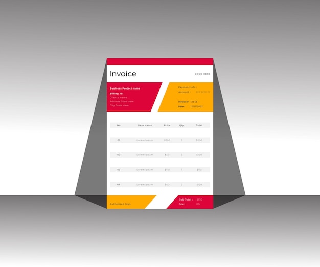 Corporate business invoice template design