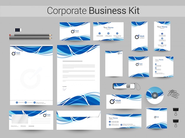 Corporate Business Kit met blauwe golven.