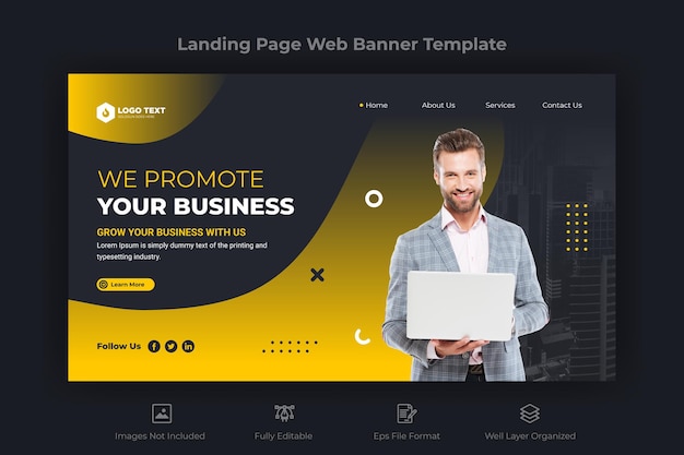 Corporate business landing web page banner template