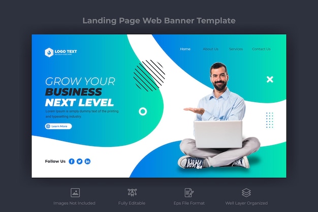 Vector corporate business landing web page banner template