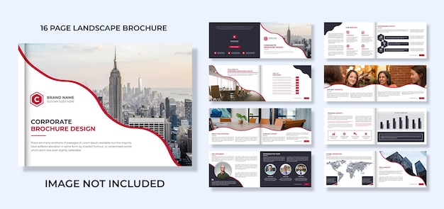 Vector corporate business landscape bifold brochure design template