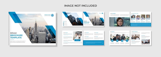 Корпоративный бизнес-ландшафт двойной шаблон дизайна брошюры бизнес-предложения Premium векторы