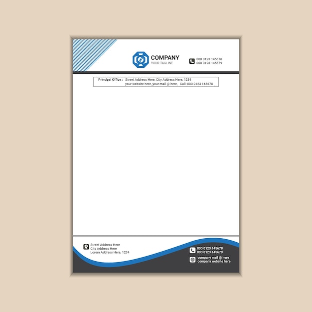 Corporate business letterhead a4 size with bleed vector design