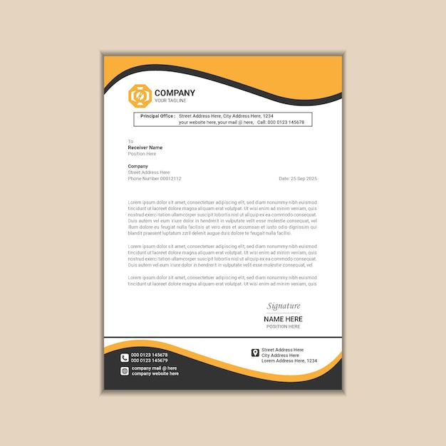 Corporate business letterhead a4 size with bleed vector design