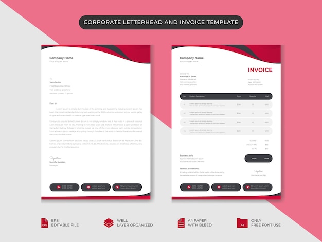 企業のビジネスレターヘッドと請求書テンプレートビジネスブランディングアイデンティティデザインテンプレート