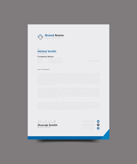 Corporate business letterhead design and branding identity or stationery design template