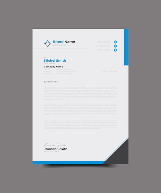 Corporate business  letterhead  Design and branding identity or stationery design template