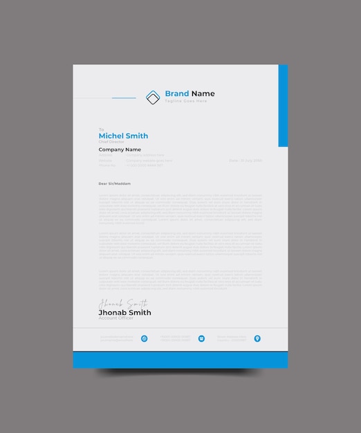 Corporate business  letterhead  Design and branding identity or stationery design template